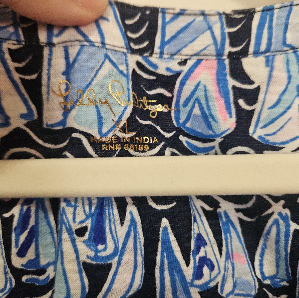 Lilly Pulitzer Top Low Tide Navy Sails And Stripes XL - Picture 3 of 6